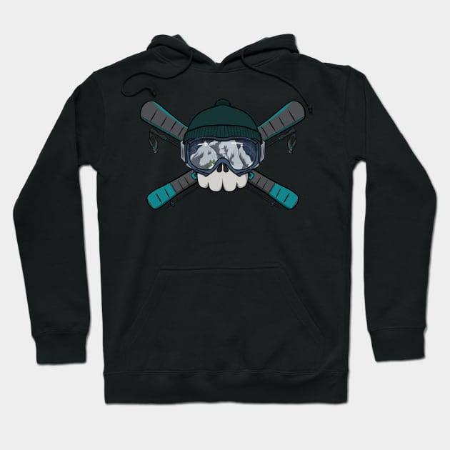 Ski crew Jolly Roger pirate flag (no caption) Hoodie by RampArt